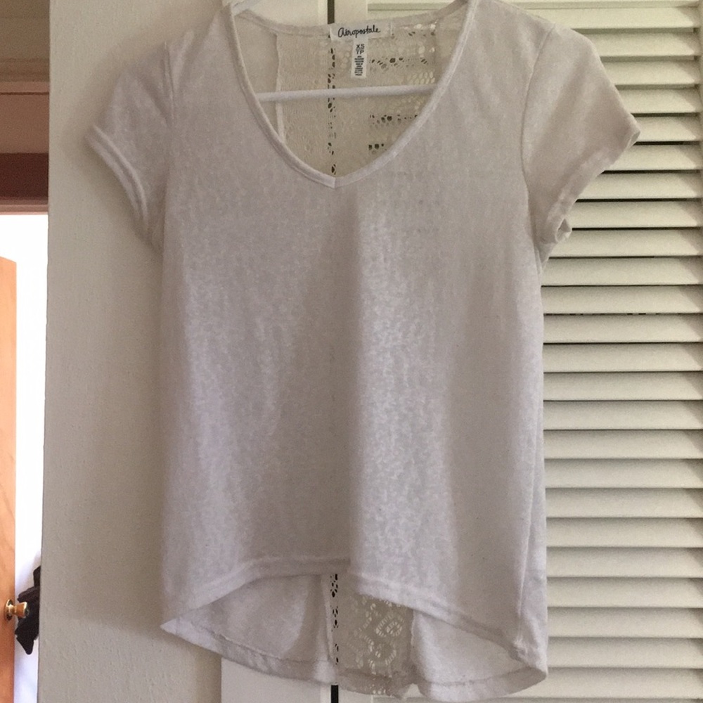 Aeropostale White V-Neck with Cool Back Feature!